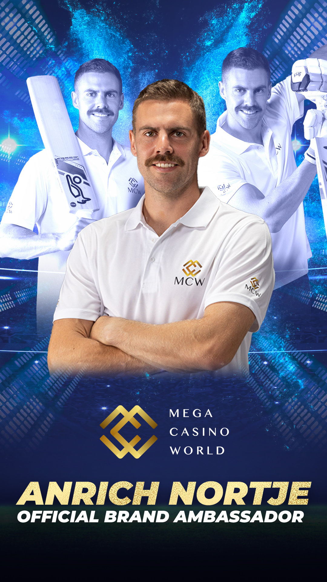 Mega Casino World announces Anrich Nortje as the newest Brand Ambassador